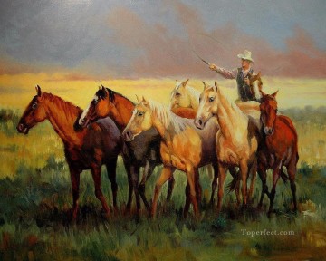 vaquero y sus caballos Pinturas al óleo